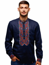 Вышитая рубашка Folk Moda модель fm2160-temno-sinj Фото