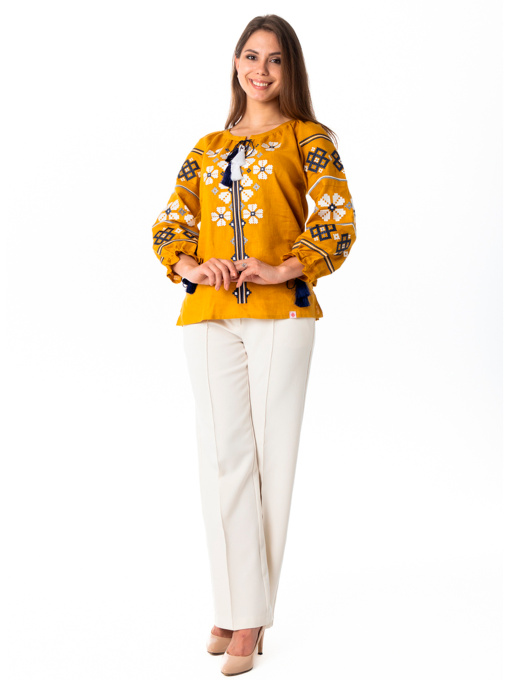 Вышитая рубашка Folk Moda модель fm2143-grchichnij Фото