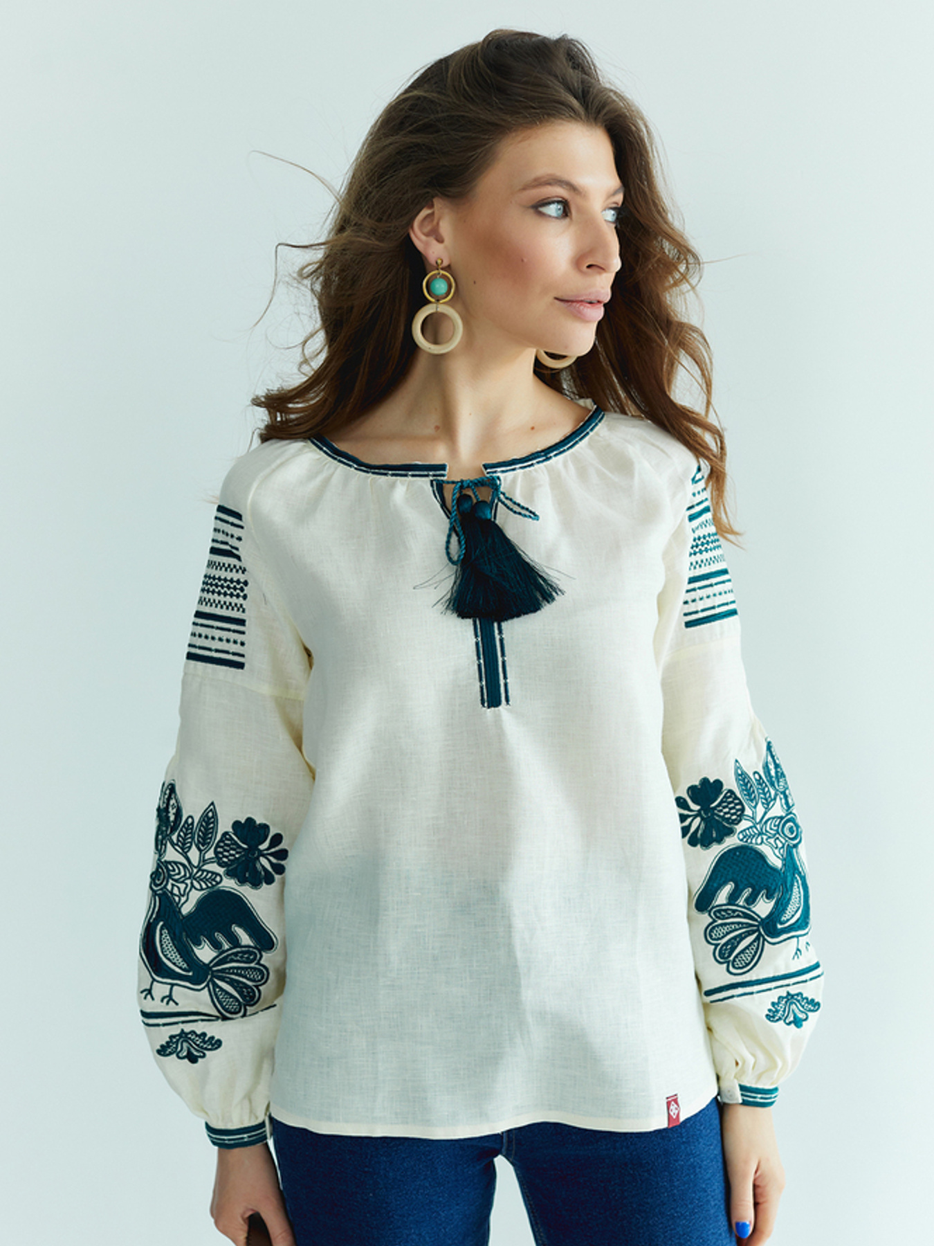 Вышитая рубашка Folk Moda модель fm2145-molochnij Фото