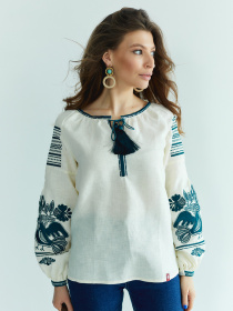 Вышитая рубашка Folk Moda модель fm2145-molochnij Фото