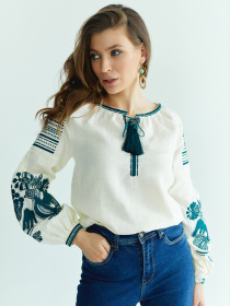 Вышитая рубашка Folk Moda модель fm2145-molochnij Фото