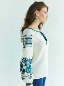 Вышитая рубашка Folk Moda модель fm2145-molochnij Фото