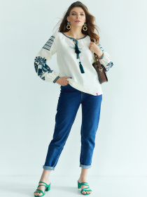 Вышитая рубашка Folk Moda модель fm2145-molochnij Фото