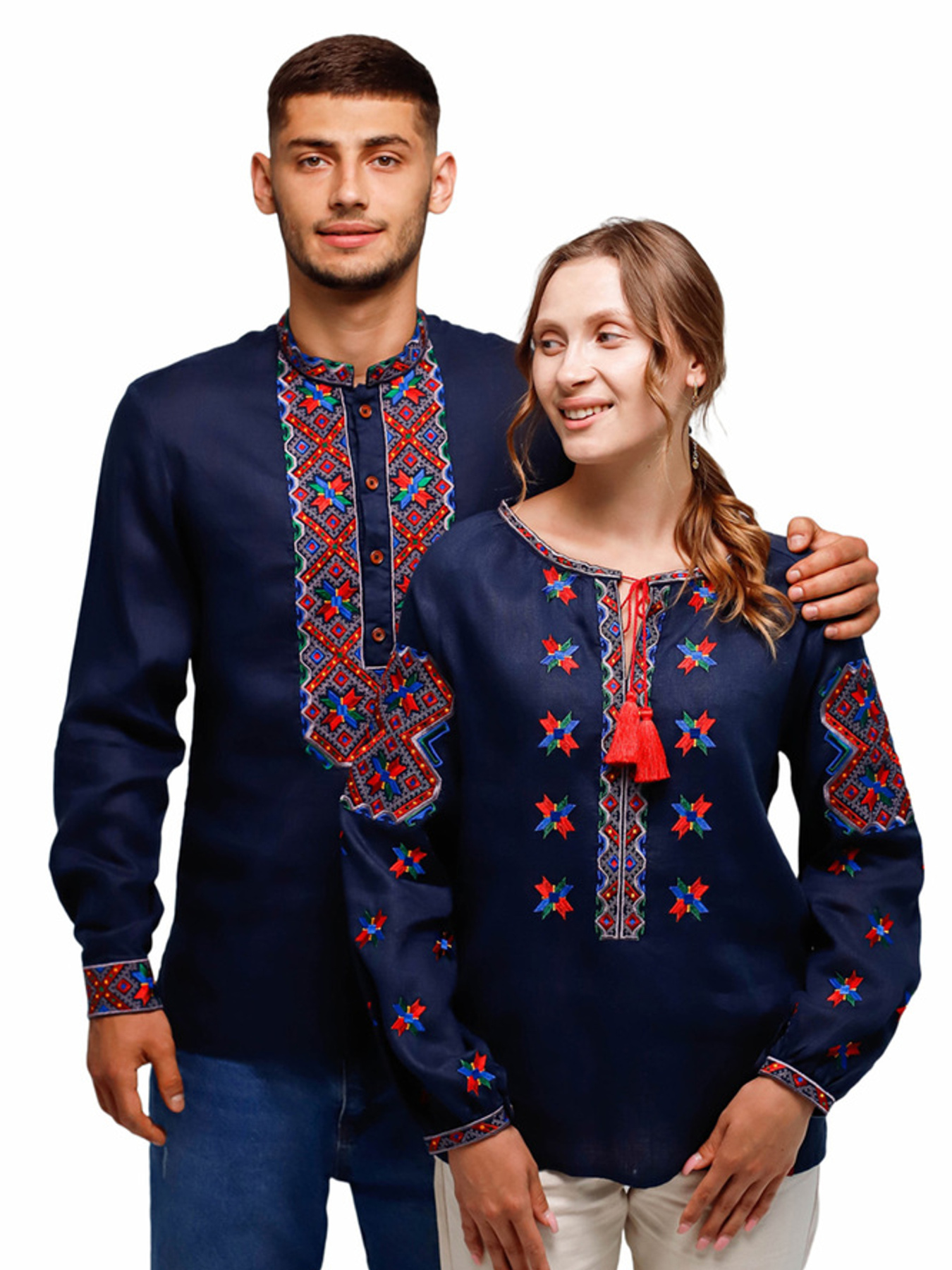 Вышитая рубашка Folk Moda модель fm2146-temno-sinj Фото