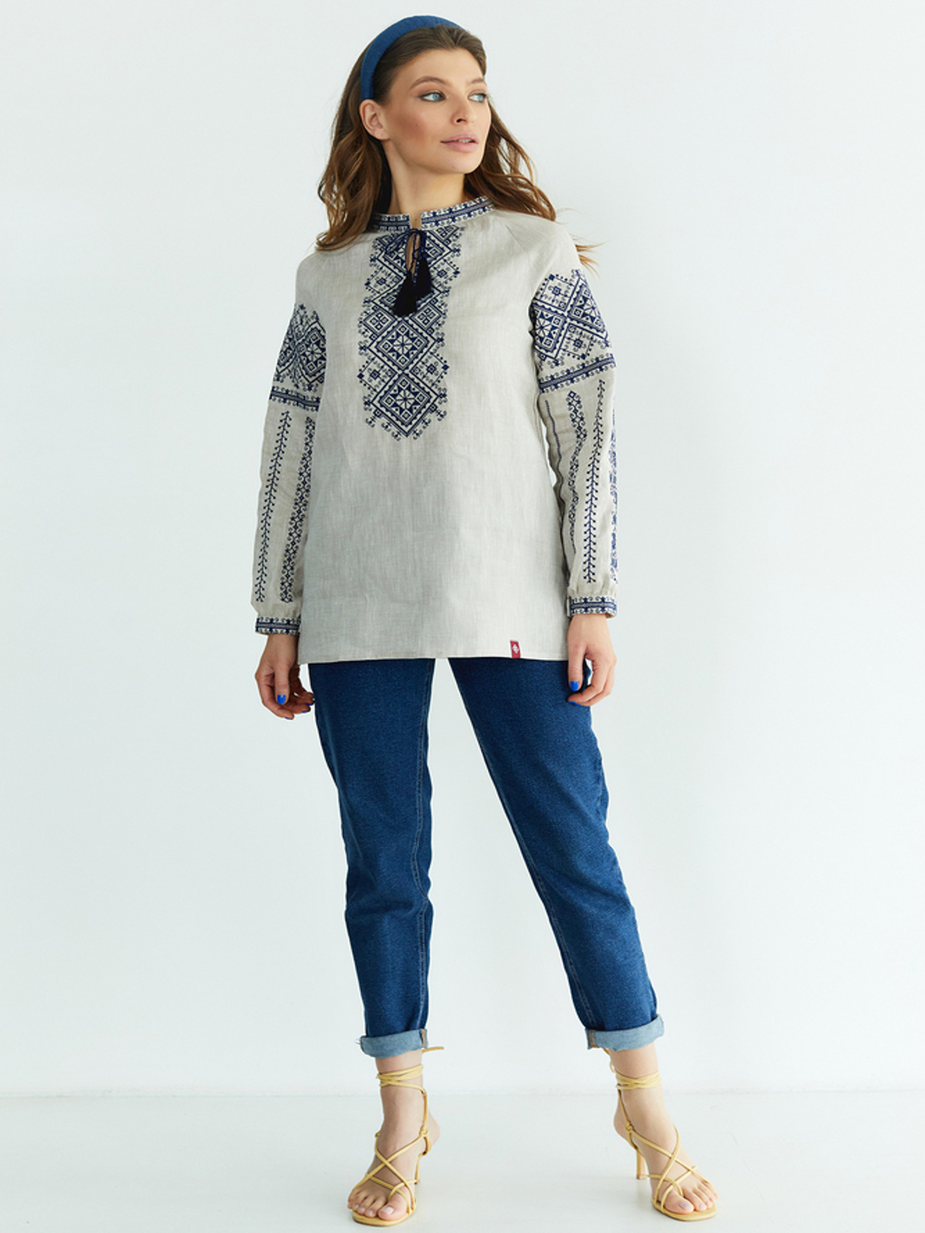 Вышитая рубашка Folk Moda модель fm2147-srij Фото