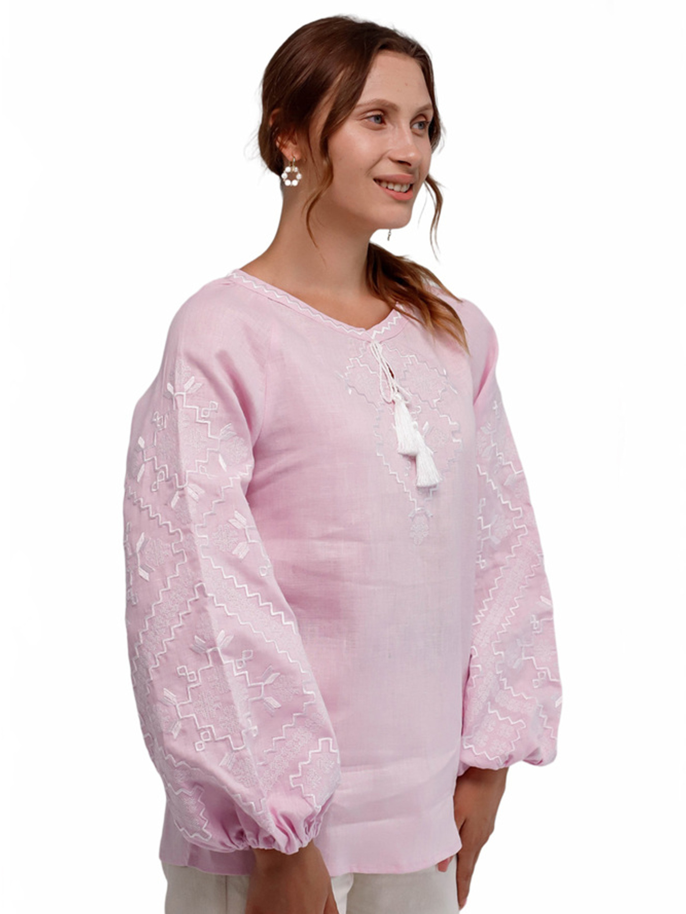 Вышитая рубашка Folk Moda модель fm2148-bldo-rozhevij Фото