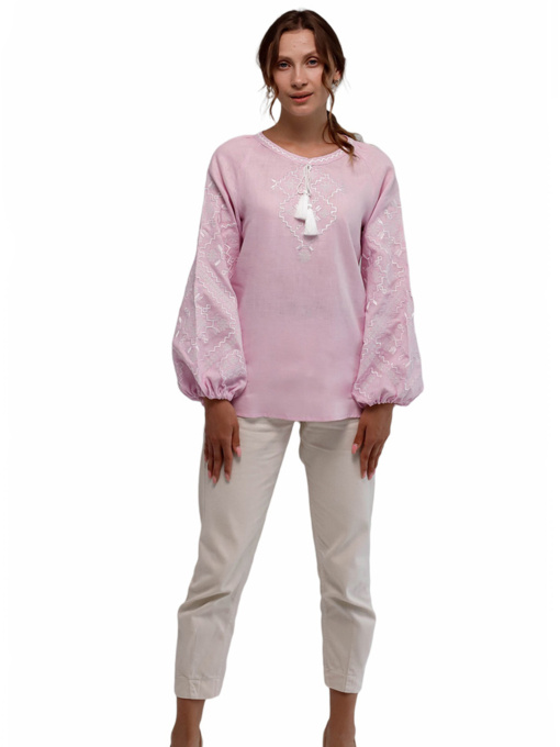 Вышитая рубашка Folk Moda модель fm2148-bldo-rozhevij Фото