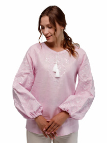 Вышитая рубашка Folk Moda модель fm2148-bldo-rozhevij Фото