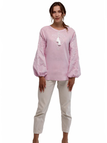 Вышитая рубашка Folk Moda модель fm2148-bldo-rozhevij Фото