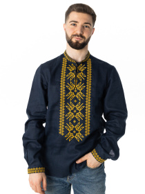 Вышитая рубашка Folk Moda модель fm2150-temno-sinj Фото