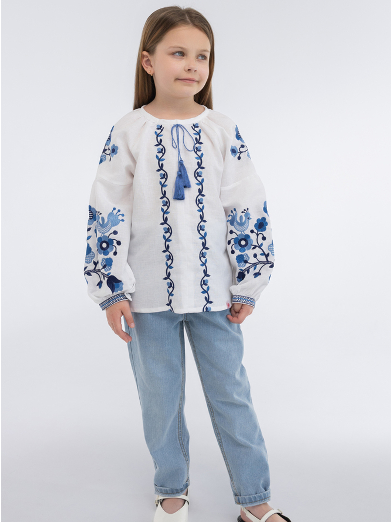 Вышитая рубашка Folk Moda модель fm2134-blij Фото