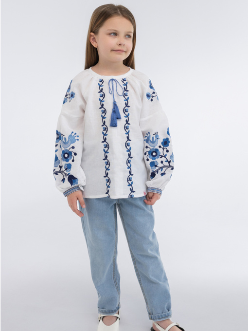 Вышитая рубашка Folk Moda модель fm2134-blij Фото