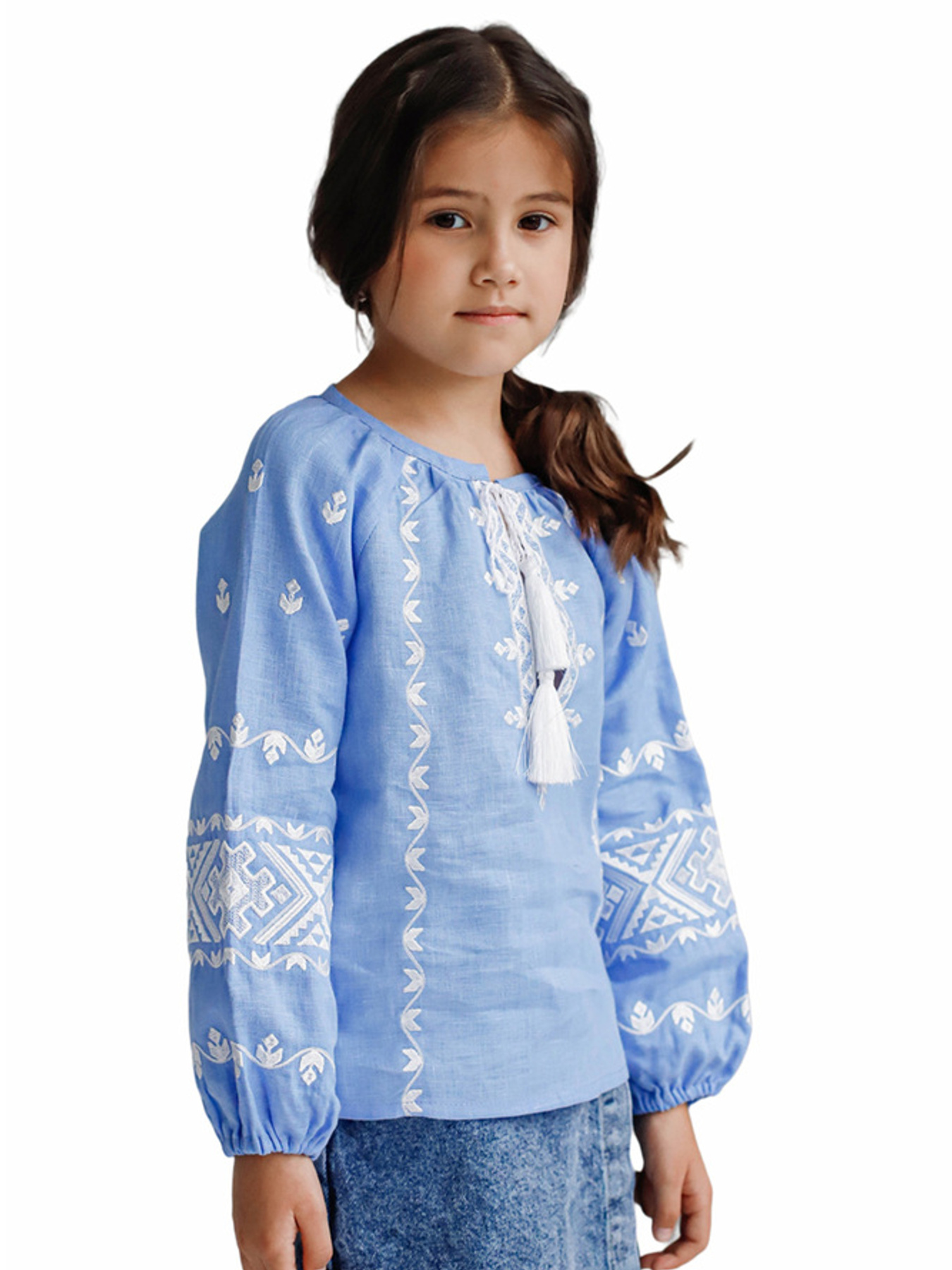 Вышитая рубашка Folk Moda модель fm2091-blakitnij Фото