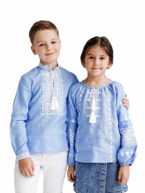 Вышитая рубашка Folk Moda модель fm2091-blakitnij Фото