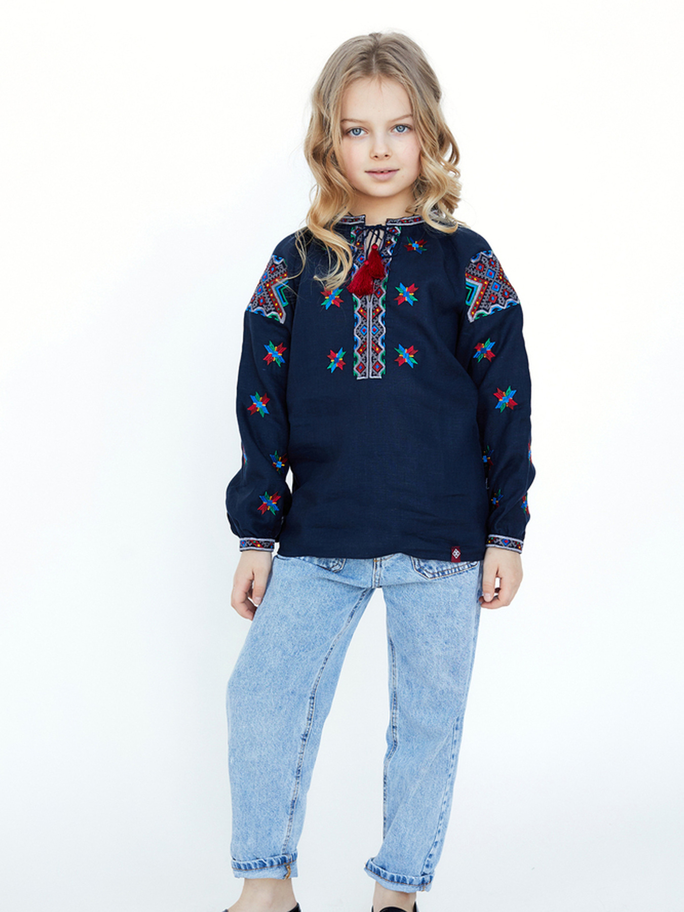 Вышитая рубашка Folk Moda модель fm2135-temno-sinj Фото