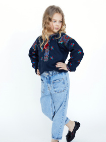 Вышитая рубашка Folk Moda модель fm2135-temno-sinj Фото