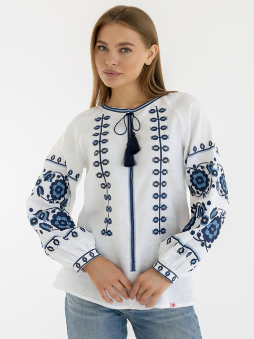 Вышитая рубашка Folk Moda модель fm2137-blij Фото