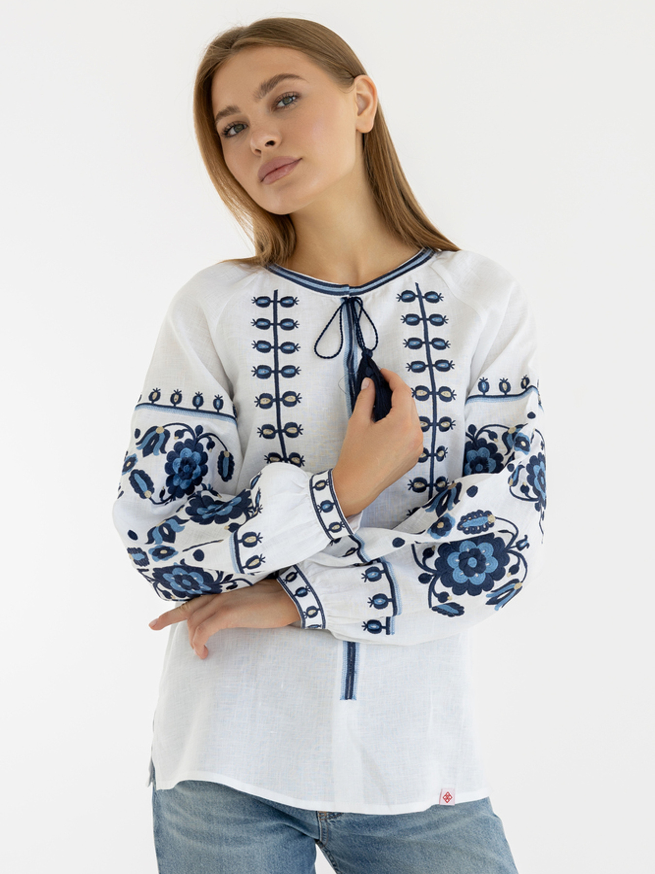 Вишита сорочка Folk Moda модель fm2137-blij Фото