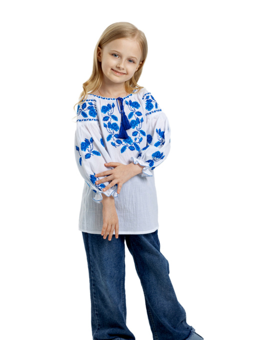 Вышитая рубашка Folk Moda модель fm2087-blij Фото