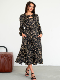 Платье миди RiMari модель 0725-chornij-z-bezhevim Фото