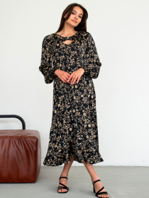 Платье миди RiMari модель 0725-chornij-z-bezhevim Фото