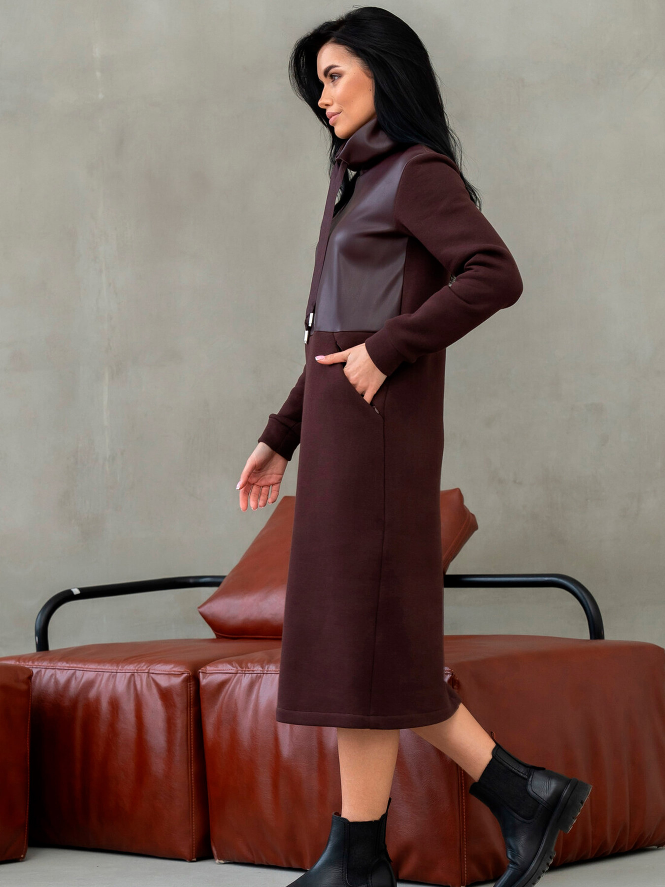 Платье миди RiMari модель 3420-shokolad Фото