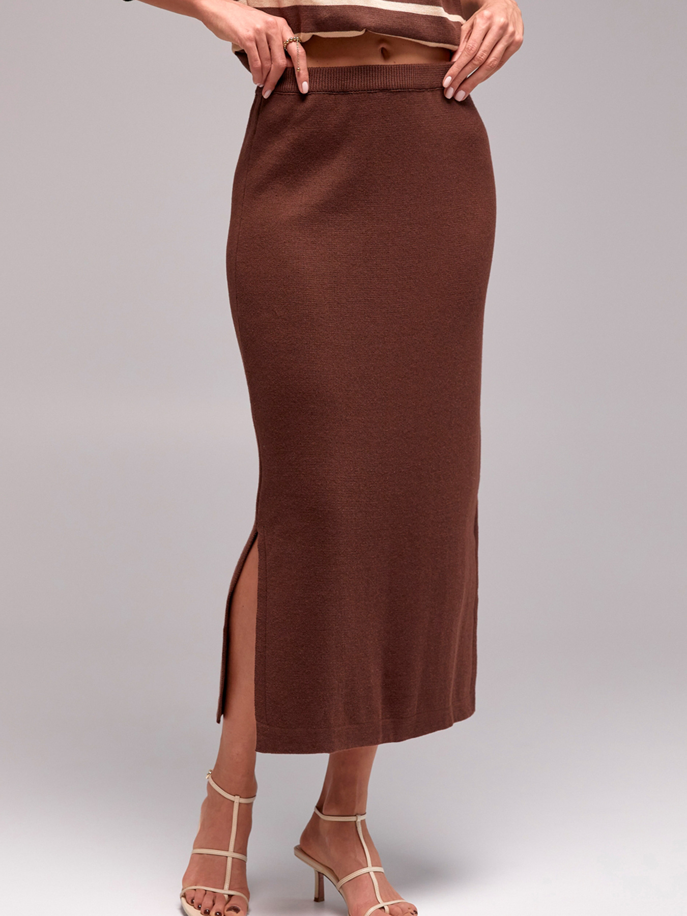 Юбка миди TrikoBakh модель 2847-shokoladnij Фото