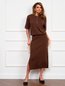 Юбка миди TrikoBakh модель 2847-shokoladnij Фото