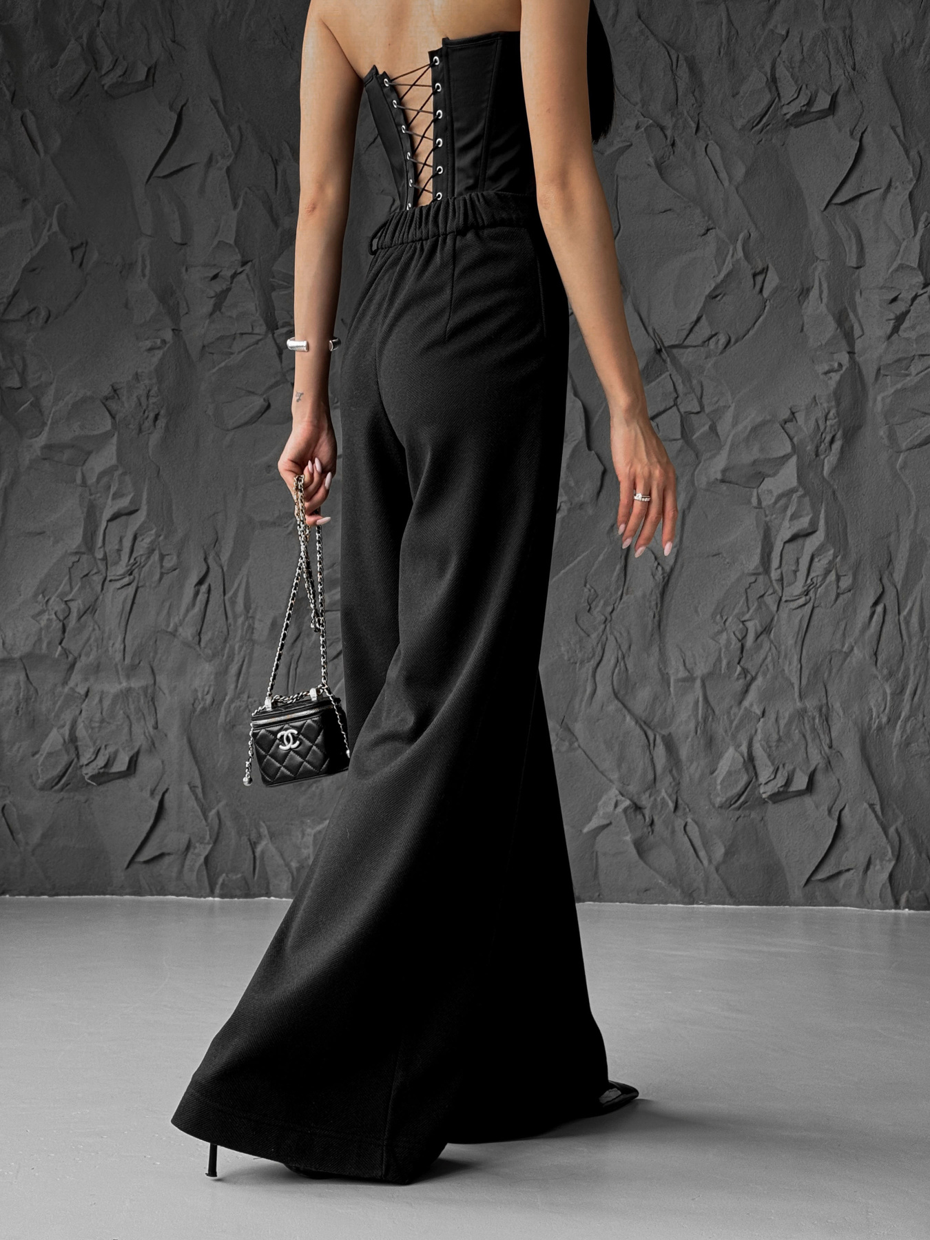 Штани палаццо Jadone Fashion модель Bryuki_Fiva_chernyy Фото