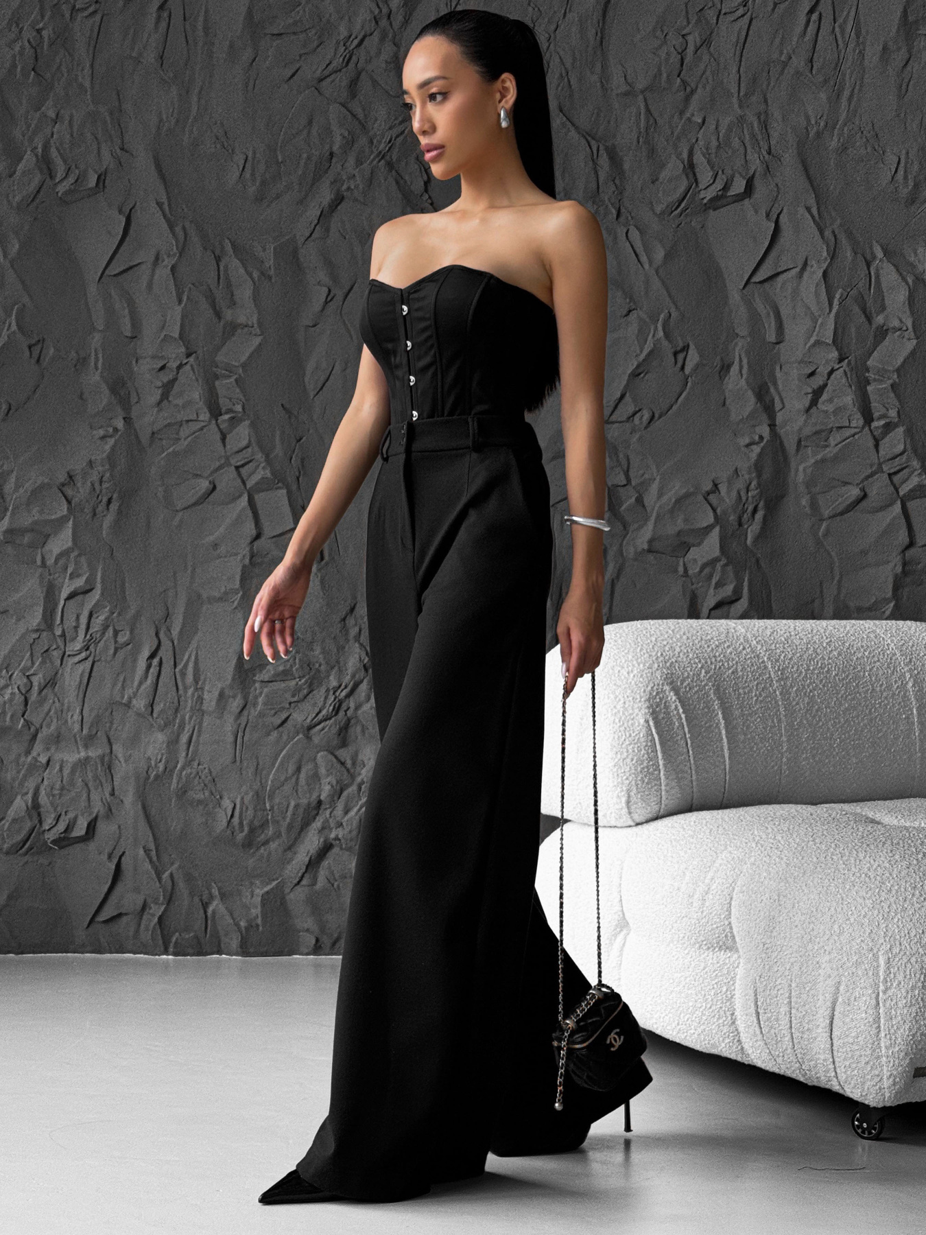 Штани палаццо Jadone Fashion модель Bryuki_Fiva_chernyy Фото