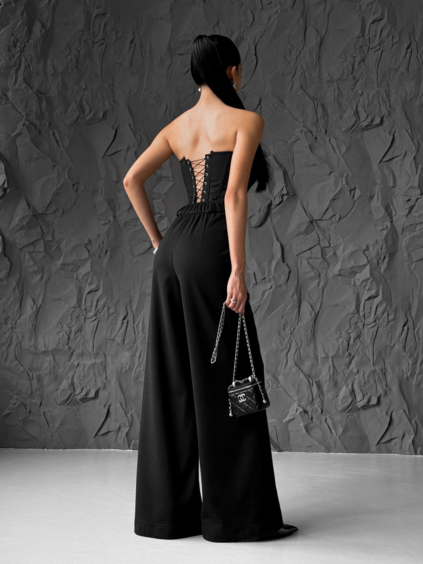 Палаццо Jadone Fashion модель Bryuki_Fiva_chernyy Фото