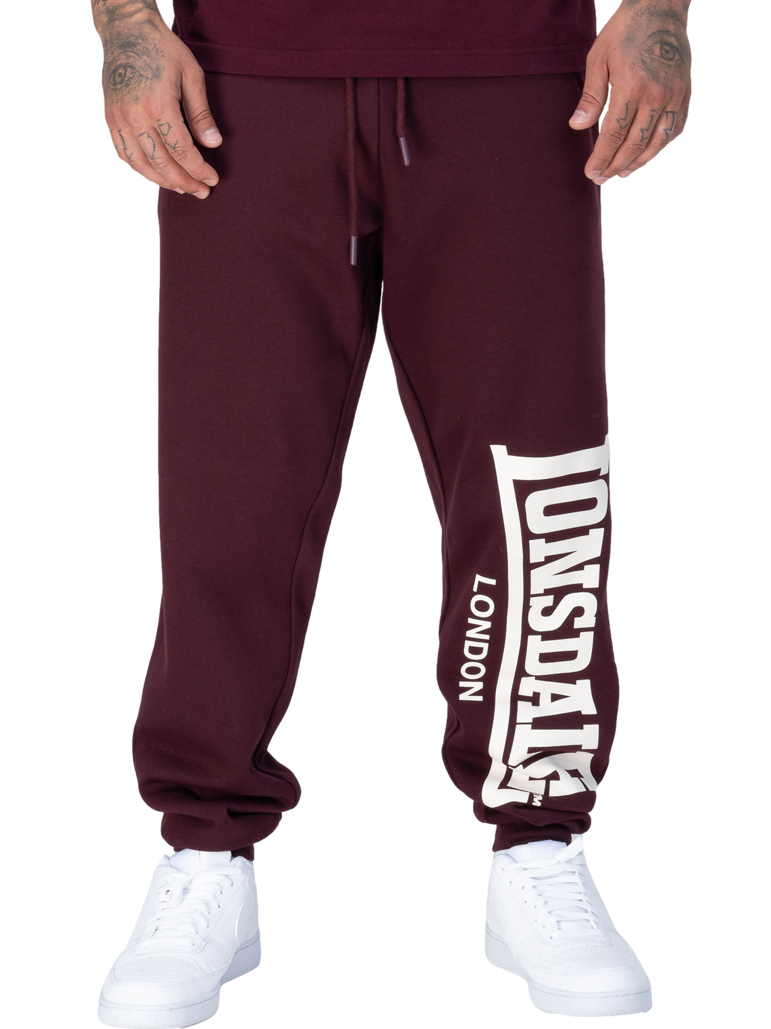 Чоловічі Спортивні штани Lonsdale LOGO LARGE (270216) колір бордовий, матеріал бавовна/поліестер