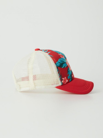 Кепка женская с сеткой и цветочным узором красная модель 10042036 Фото
