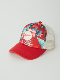 Кепка женская с сеткой и цветочным узором красная модель 10042036 Фото