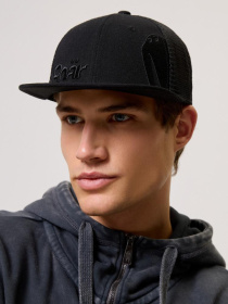 Мужская кепка снэпбек с сеткой и ровным козырьком черная модель 10044766 Фото