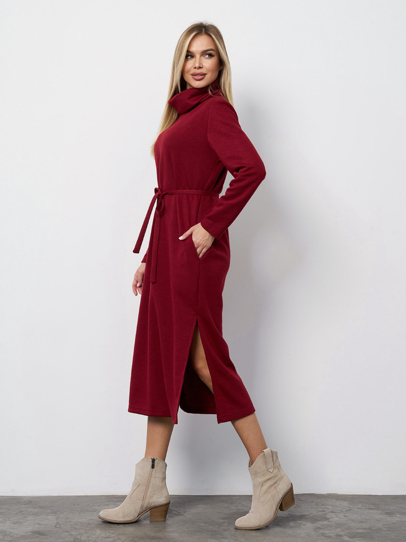 Платье миди ISSA Plus модель 15400_бордовый Платье миди ISSA Plus модель 15400_бордовый Фото