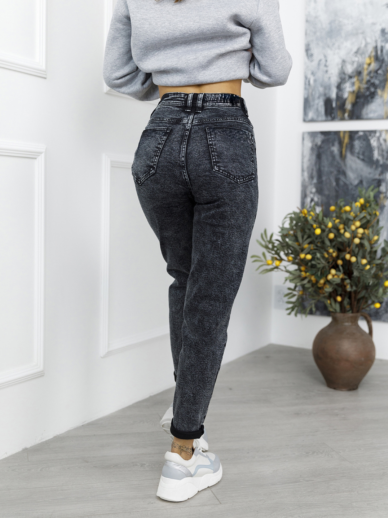 Джинсы мом ISSA Plus модель WN20-723_серый Фото