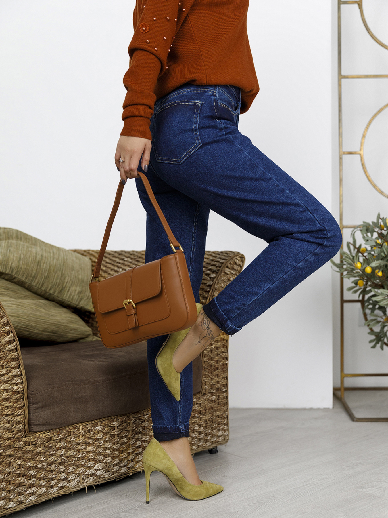 Джинсы мом ISSA Plus модель WN20-722_синий Фото