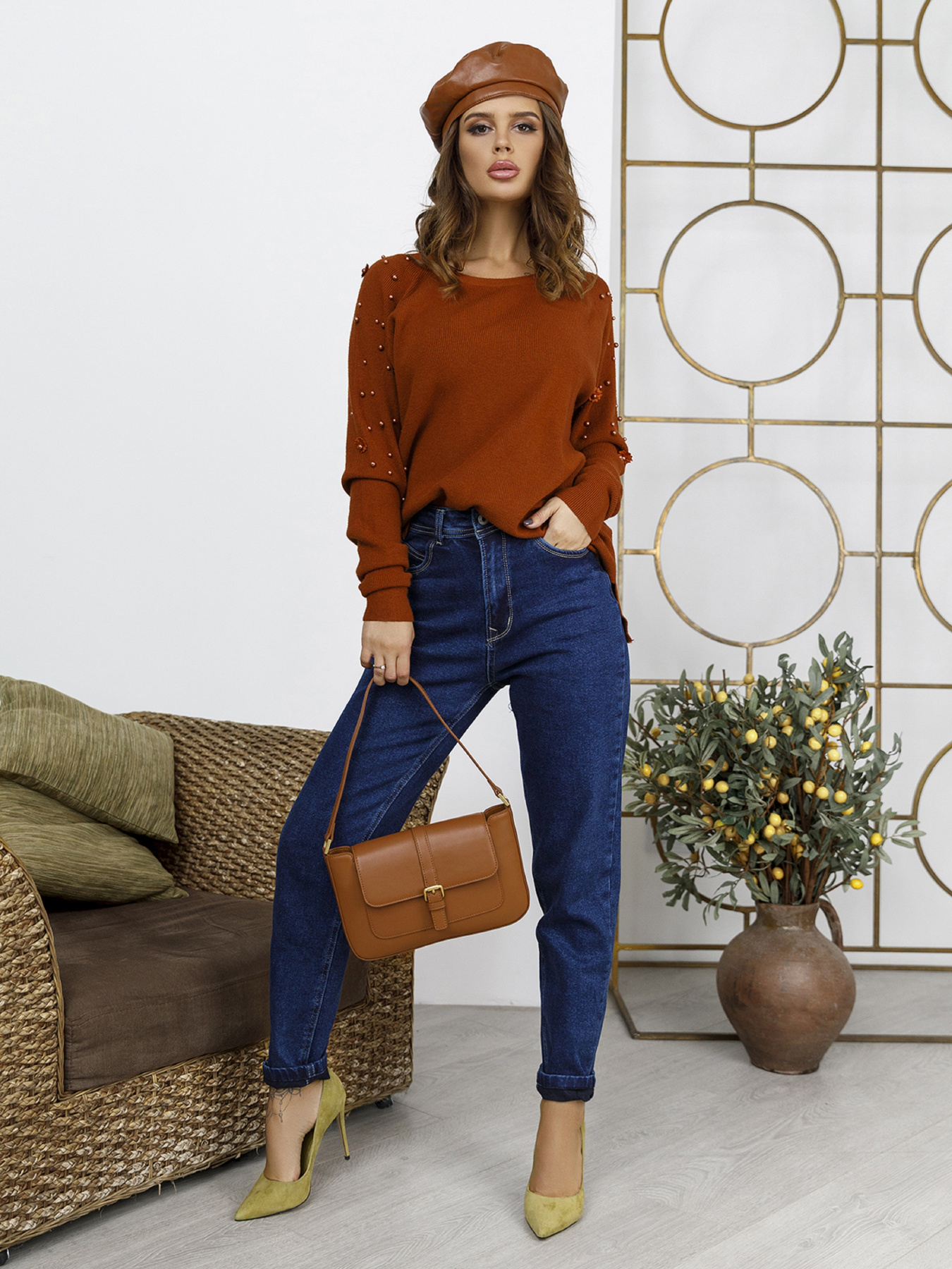 Джинсы мом ISSA Plus модель WN20-722_синий Фото