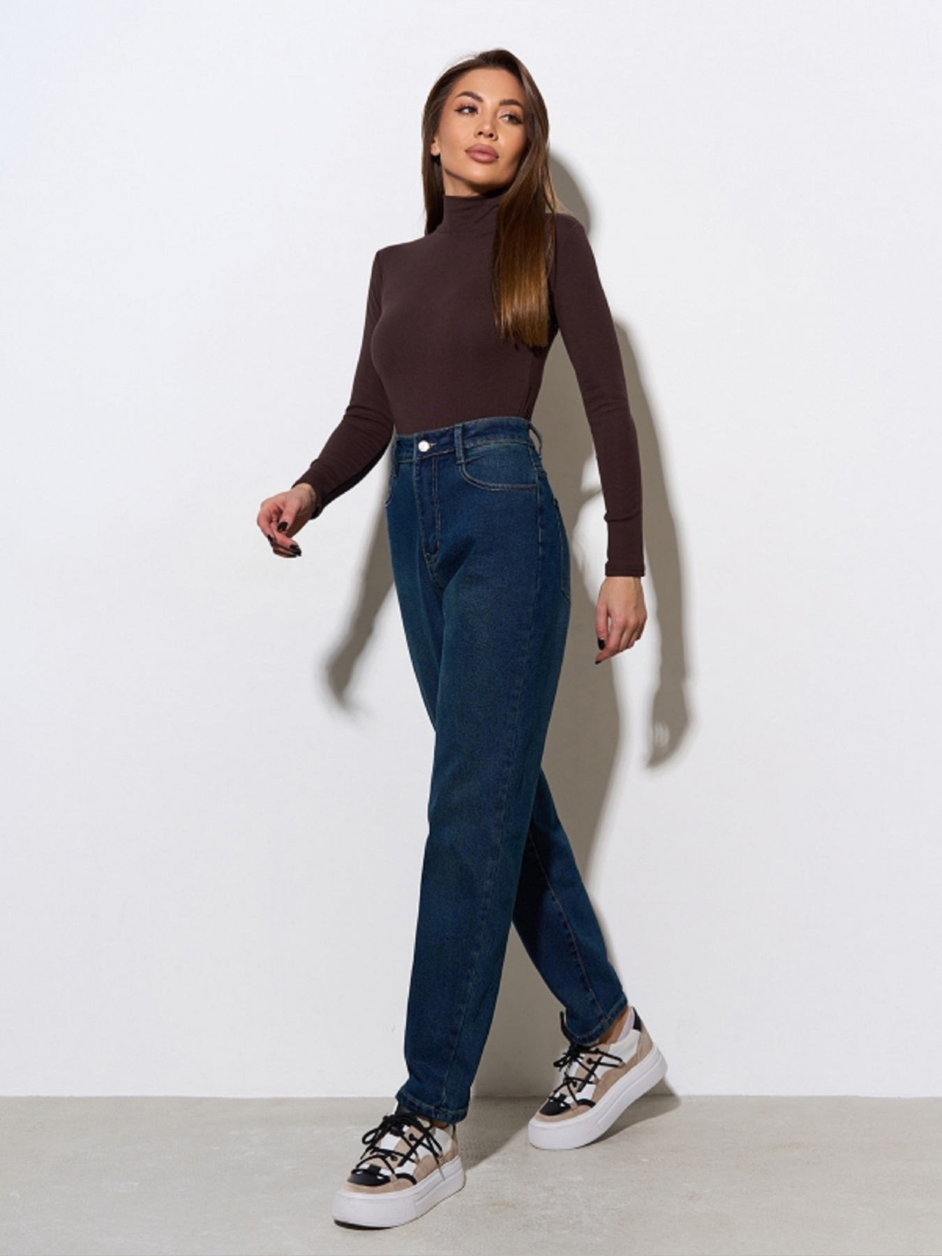 Джинси мом ISSA Plus модель WN20-727_синий Фото