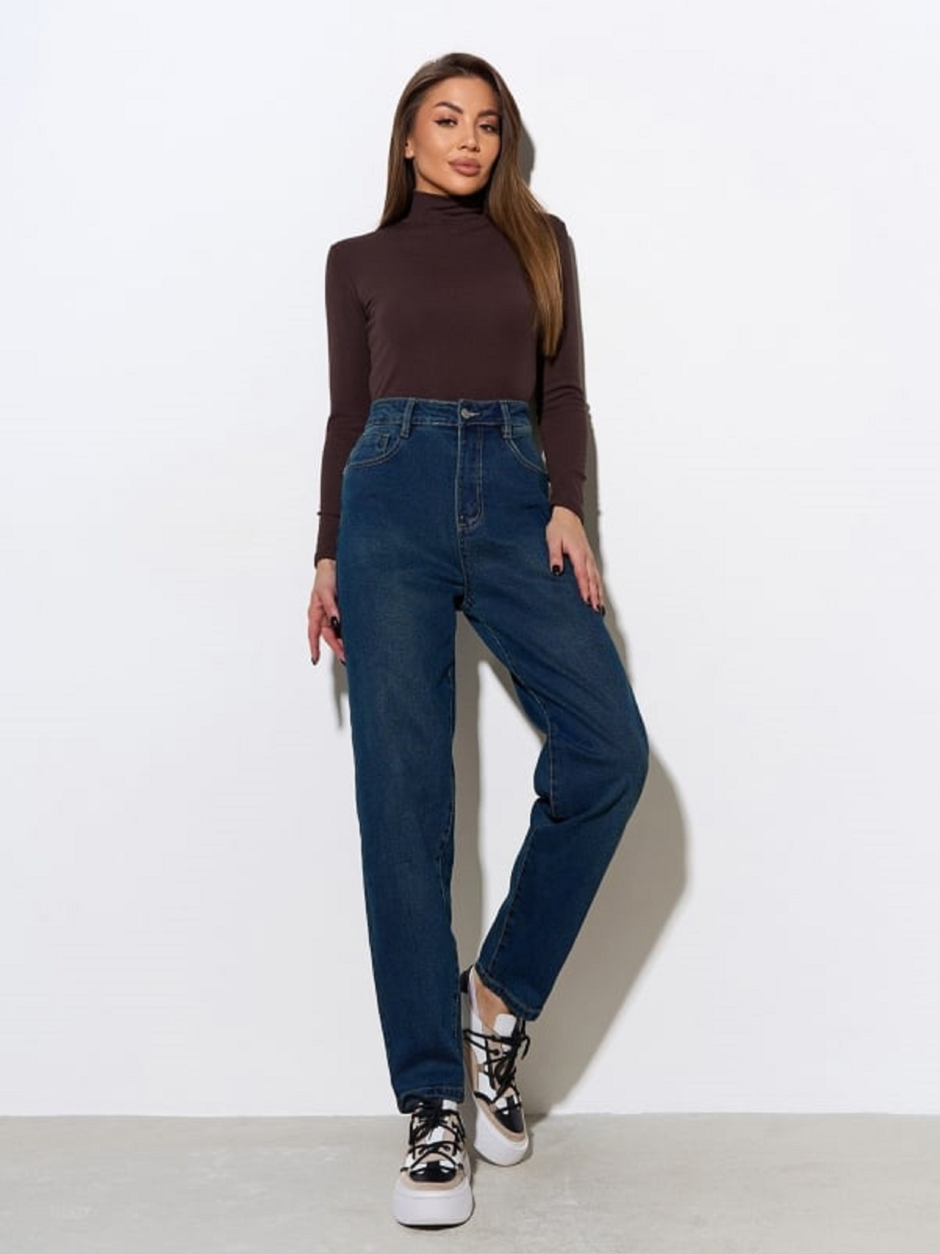 Джинси мом ISSA Plus модель WN20-727_синий Фото