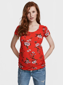 Футболка H&M модель 5486036RP21_красный в цветы Фото