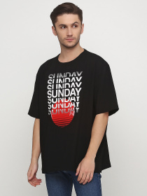 Футболка H&M модель 12-6567099_черный с принтом Фото