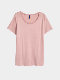 Футболка H&M модель 5141796RP2_темно-розовая пудра Фото