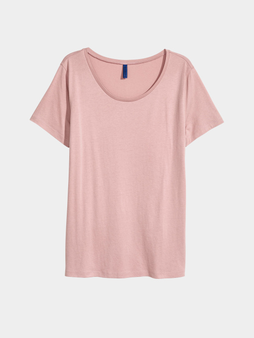 Футболка H&M модель 5141796RP2_темно-розовая пудра Фото