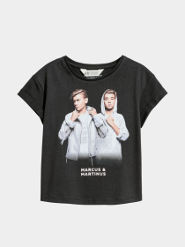 Футболка H&M модель 6316107dlog_Черный вымытый Фото