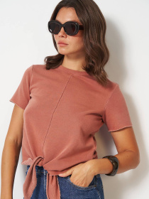 Футболка H&M модель 4698306wer_Пудровый Футболка H&M модель 4698306wer_Пудровый Фото