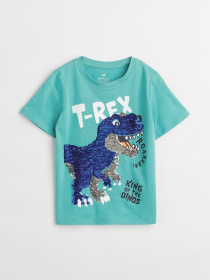 Футболка H&M модель 10785306kwer_Бирюзовый Фото