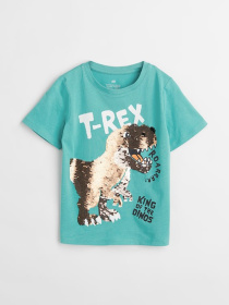 Футболка H&M модель 10785306kwer_Бирюзовый Фото