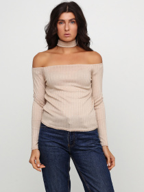 Лонгслів H&M модель 4231074RP2_бежево-золотистый Лонгслів H&M модель 4231074RP2_бежево-золотистый Фото